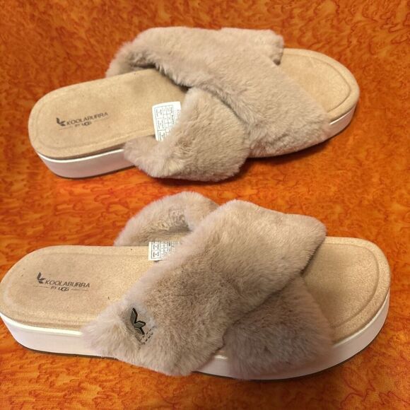 NEW KOOLABURRA BY UGG TAN BALLIA FAUX FUR SLIPPER Size 10 - Picture 5 of 7